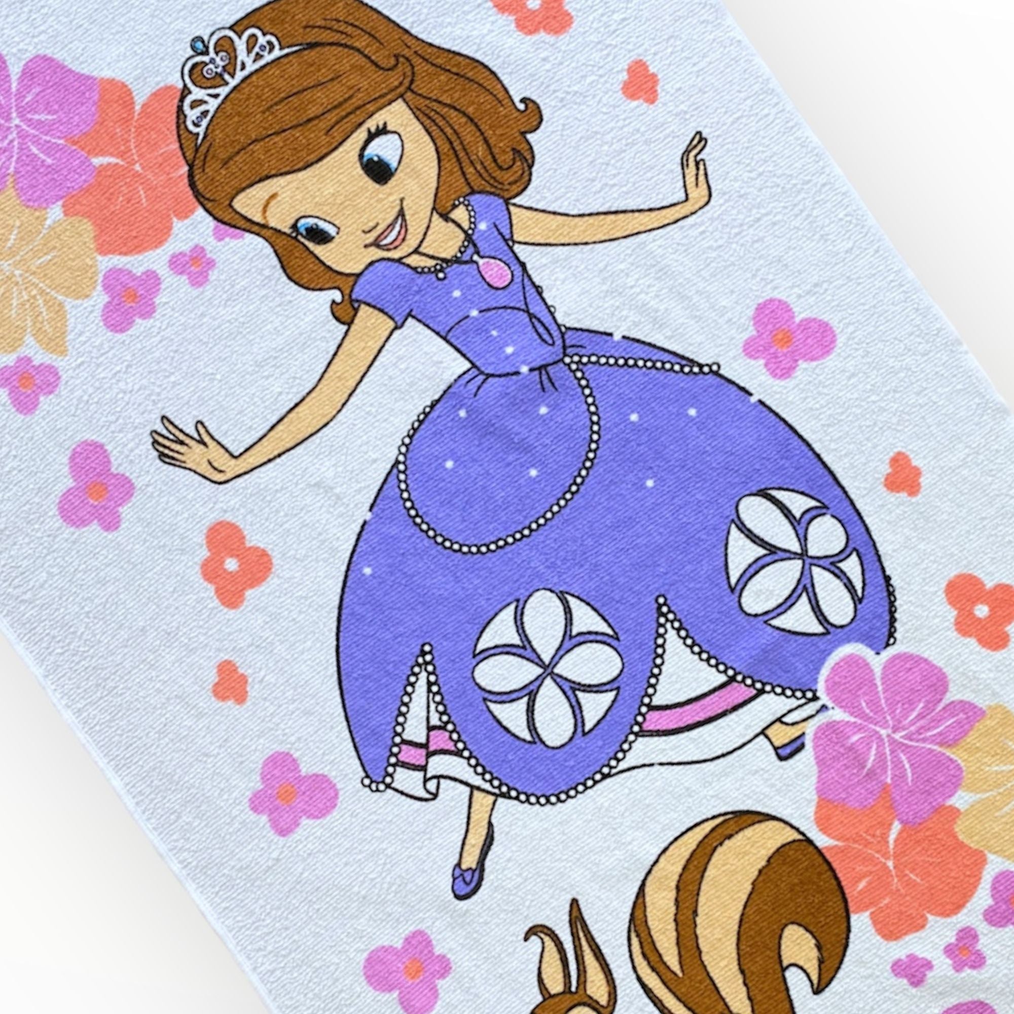 Toalla infantil Princesa Sofia de 60 x 120 cm.